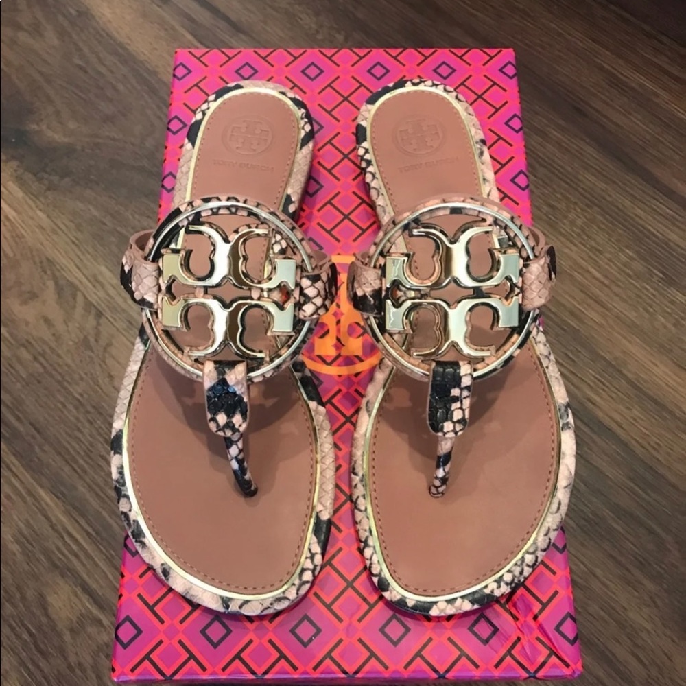 Tory Burch snake skin with fold emblem